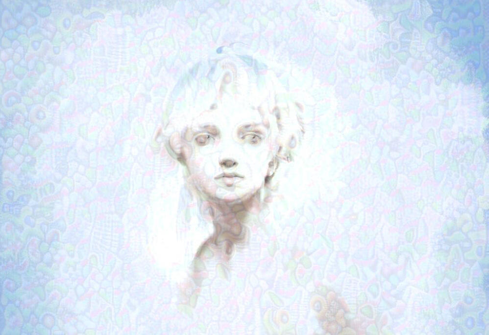 Beautiful, soft, delicate, woman man boy white hair androgynous wall art painting